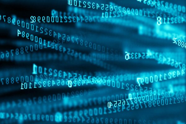 Data technology background. Big data visualization. Flow of data. Information code. Background in a matrix style. 4k rendering.